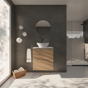 Conjunto De Baño Yinu | 60 Cm Blanco - Solomon | Dos Cajones | Lavabo Sobre Encimera | Mueble Montado | No Incluye Espejo | Alday