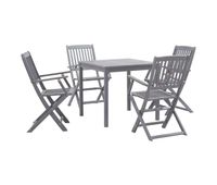 juego de comedor de jardin 5 pzas madera maciza de acacia gris vidaxl