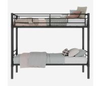litera metalica twin sobre twin - estructura metalica convertible 2 camas con barandilla - negro
