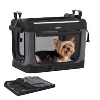 feandrea transportin para perros plegable 50 x 35 x 35 cm para perros pequenos tela oxford puertas de malla asas y bolsillo de almacenamiento negro tinta