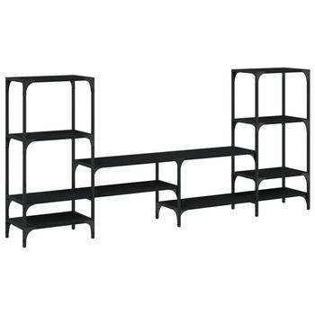 Mueble Tv | Mueble De Salón | Armario Tv Madera De Ingeniería Negro 206,5x28,5x95 Cm