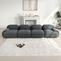 canape de 4 plazas de terciopelo de pana suave sin marco acolchado 32d de alta elasticidad ergonomico sin montaje para habitacion y oficina gris