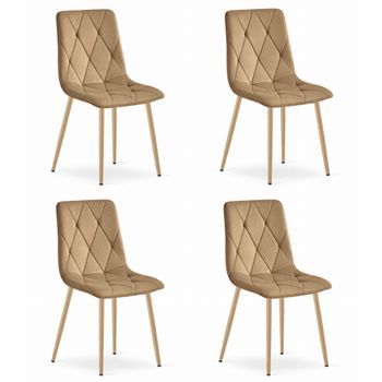 Set De 4 Silla De Comedor Tela Valora Tyra Asiento Acolchado Marrón