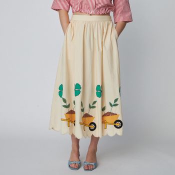 Stella Nova Embroidered Cotton-Poplin Midi Skirt - DK 36/UK 10