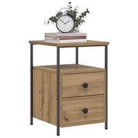 mesitas de noche 2 uds - mueble de dormitorio - madera y metal - roble artisan 34x355x50cm