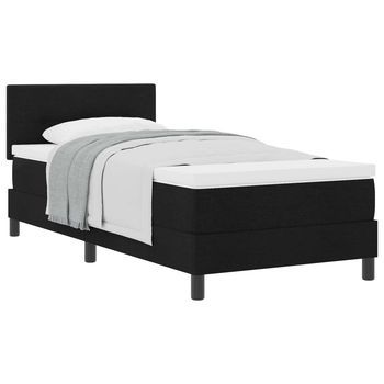 Cama Tipo Box Spring Con Cabecera Manual Negro 90 X 190 Cm Tela Vidaxl