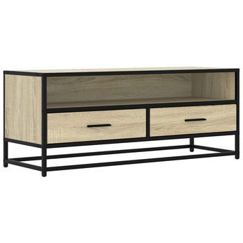 Mueble Tv Metal Y Madera Ingeniería Roble Sonoma 100x34,5x40 Cm Vidaxl