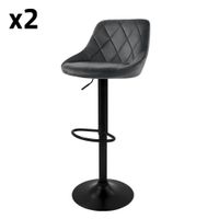 set 2 taburetes de bar terciopelo gris altura regulable 62-82cm
