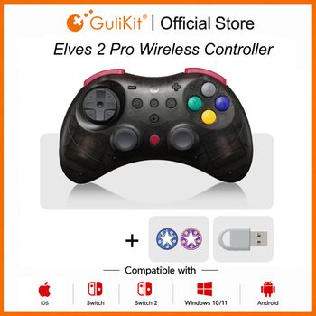 Controlador de juegos inalámbrico GuliKit Elves 2 Pro para Switch 2 Windows Hall Joysticks con mando de 1000 Hz para iOS y Android