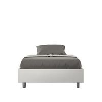 cama doble sin somier acolchada sin cabecero 140x200 cuero sintetico blanco azelia