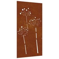 adorno de pared de jardin acero corten diseno flores 105x55 cm vidaxl