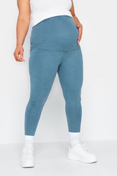 Bump It Up Maternity Leggings Azules Canalé Efecto Lavado