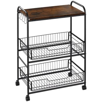 Carrito de cocina 60x38x85.5 cm marrón rústico