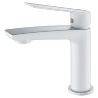 grifo monomando lavabo blanco mate en laton y zama con cartucho ceramico 25 mm
