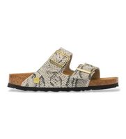 birkenstock para mujer 1033065 sandalias de piel arizona ajuste estrecho beige 40 plano ante ninguno casual animal print