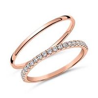 juego de anillos de boda de oro rosa de 14 quilates con diamantes lab