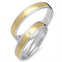alianzas 18 quilates oro amarillo-blanco con diamante