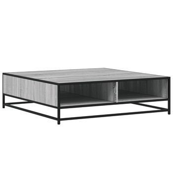Mesa De Café, Mesa De Centro, Madera Ingeniería Y Metal Gris Sonoma 100x100x30 Cm