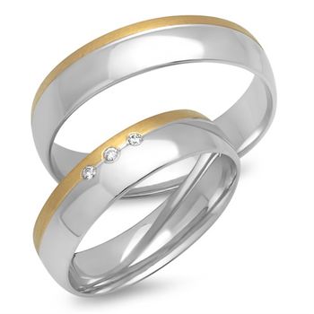 Alianzas 14 quilates oro amarillo-blanco 3 diamantes