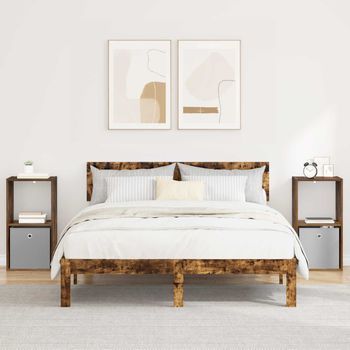 Mesita De Noche 2 Uds - Dormitorio - Madera De Ingeniería - Roble Ahumado (35x32x68.5cm)