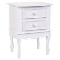 mesita de madera de 2 cajones blanco 42x34x57h cm