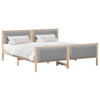 Cama Matrimonial | Cama Para Adulto | Estructura De Cama Con Cabecera Gris Claro 180 X 200 Cm Tela