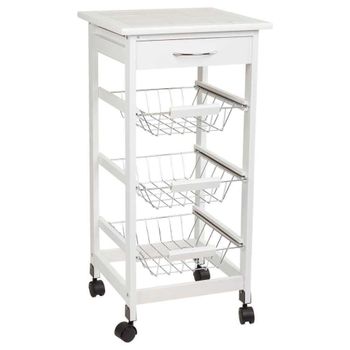 Carro de madera 37x37x76 cm blanco