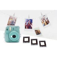 instax mini 9 instant camera with film case led peg lights  frame stickers bundle - aquamarine aquamarine