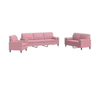 Vidaxl juego de sofás con cojines 3 piezas terciopelo rosa