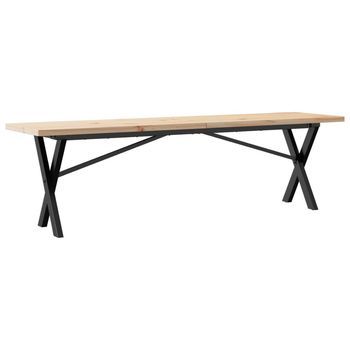 Mesa De Centro Marco X Madera Maciza Pino Y Acero 160x40x45,5cm