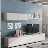 mueble salon modular pluton diseno moderno comedor estilo industrial 200x41 cm