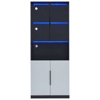 libreria vitrina moderna negra con 2 puertas blancas y 2 puertas
