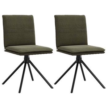 Silla De Comedor Cuero Gamuza Verde Militar Vidaxl