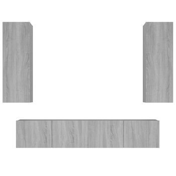 Set De Muebles Para Tv 4 Pzas Madera Contrachapada Gris Sonoma Vidaxl