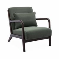 sillon escandinavo de pana y madera de hevea verde