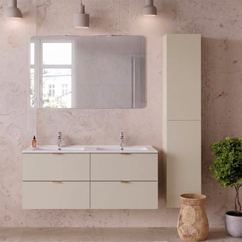 Conjunto de muebles con doble lavabo paneles de melamina y de mdf