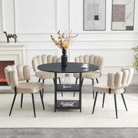 conjunto de comedor - mueble de comedor - mdf y metal - negro y marron claro 107x107x75cm
