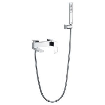 Grifo Bicolor Cromado Para Banera Y Ducha En Latón Y Zama Con Tubo Flexible De 180 Cm