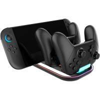 nacon soporte de carga para nintendo switch y 2 mandos switch pro