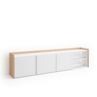 mueble tv television muebles de salon almacenaje 207x50x35 cm para tv hasta 80 led estilo moderno blanco y roble soft