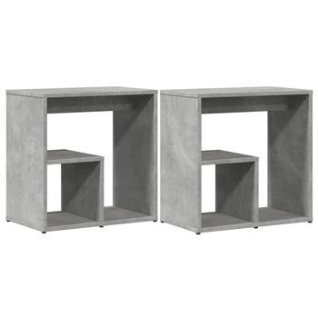 2 Uds Mesa Auxiliar | Mesita Auxiliar | Mesa De Café Madera Ingeniería Gris Hormigón 50x30x50 Cm