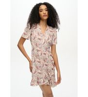 superdry para mujer w8011877a vestido mini cruzado estampado ss beige s casual viscosa manga corta