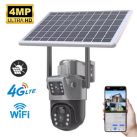 camara solar inalambrica ptz de 4mp para exteriores lente dual pantalla dual 4g ip panel solar audio camara de vigilancia de seguridad pir