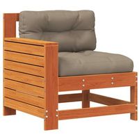 sofa jardin  sofa de exterior con reposabrazos y cojin madera pino marron cera