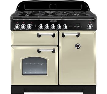 Rangemaster Classic Deluxe CDL100DFFCR/C 100 cm Dual Fuel Range Cooker - Cream & Chrome, Cream