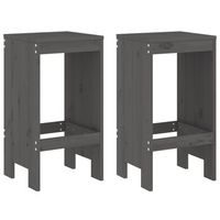 pack 2 uds taburetes de bar  taburete de cocina  taburete alto madera maciza pino gris 40x36x75 cm