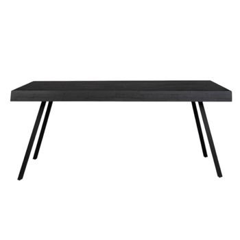 Mesa de comedor vintage de madera recuperada y acero negro