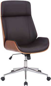 Silla de oficina giratoria regulable en simil cuero nogal/marrón