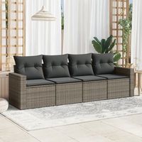conjunto de sofas de jardin 4 uds  mueble jardin mesa y sillas y cojines ratan sintetico gris cfw198479