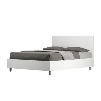 Cama Doble Con Almacenaje 140x190 Con Cabecera Recta Fresno Blanco Demas